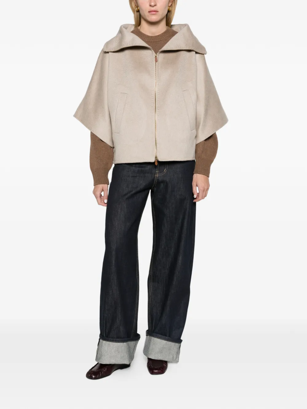 Max Mara double cashmere cropped coat Beige
