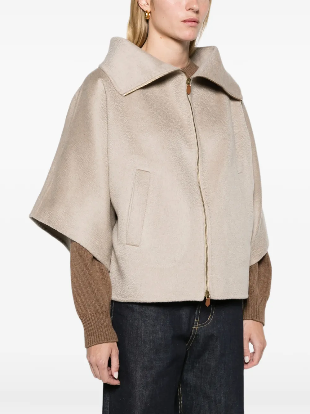 Max Mara double cashmere cropped coat Beige