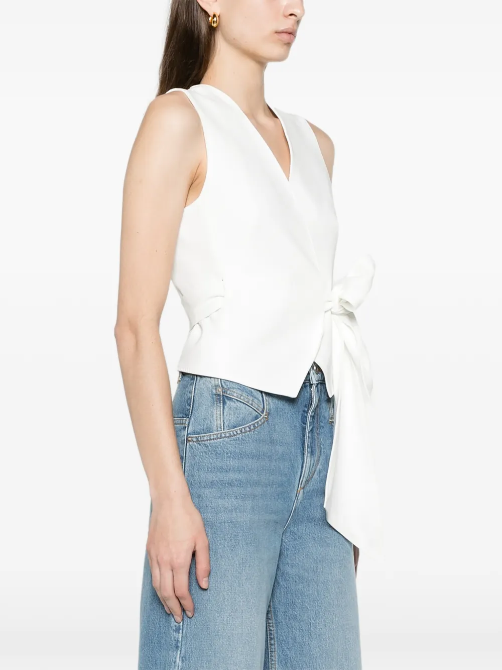 Max Mara compact cady cropped gilet white Wit