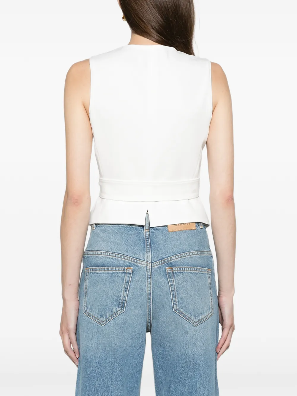 Max Mara compact cady cropped gilet white Wit