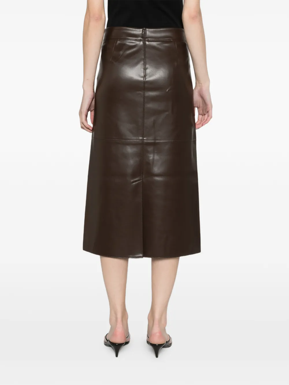 Max Mara coated jersey midi skirt dark bown Bruin