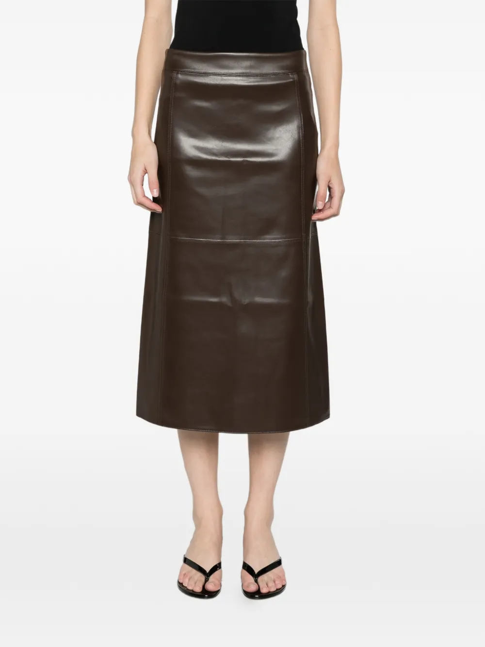 Max Mara coated jersey midi skirt dark bown Bruin