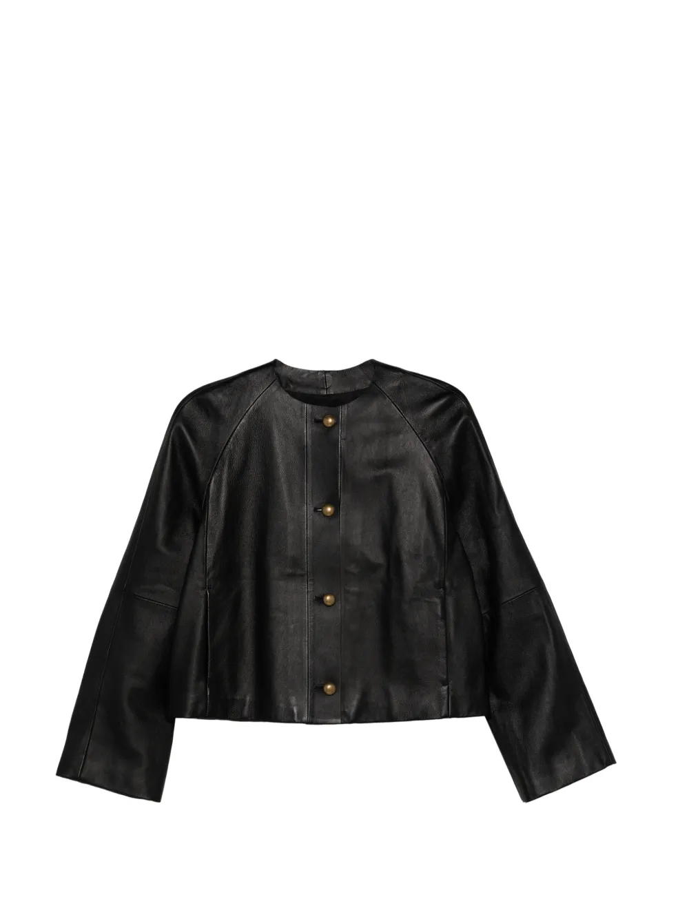 Max Mara nappa leather crew-neck jacket - Schwarz