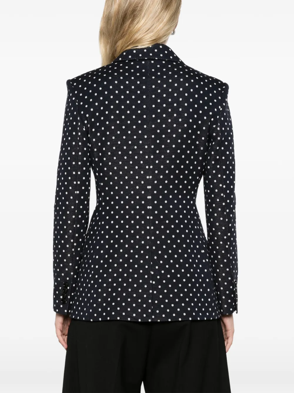 Max Mara Jersey blazer met dubbele rij knopen en stippen-patroon Blauw