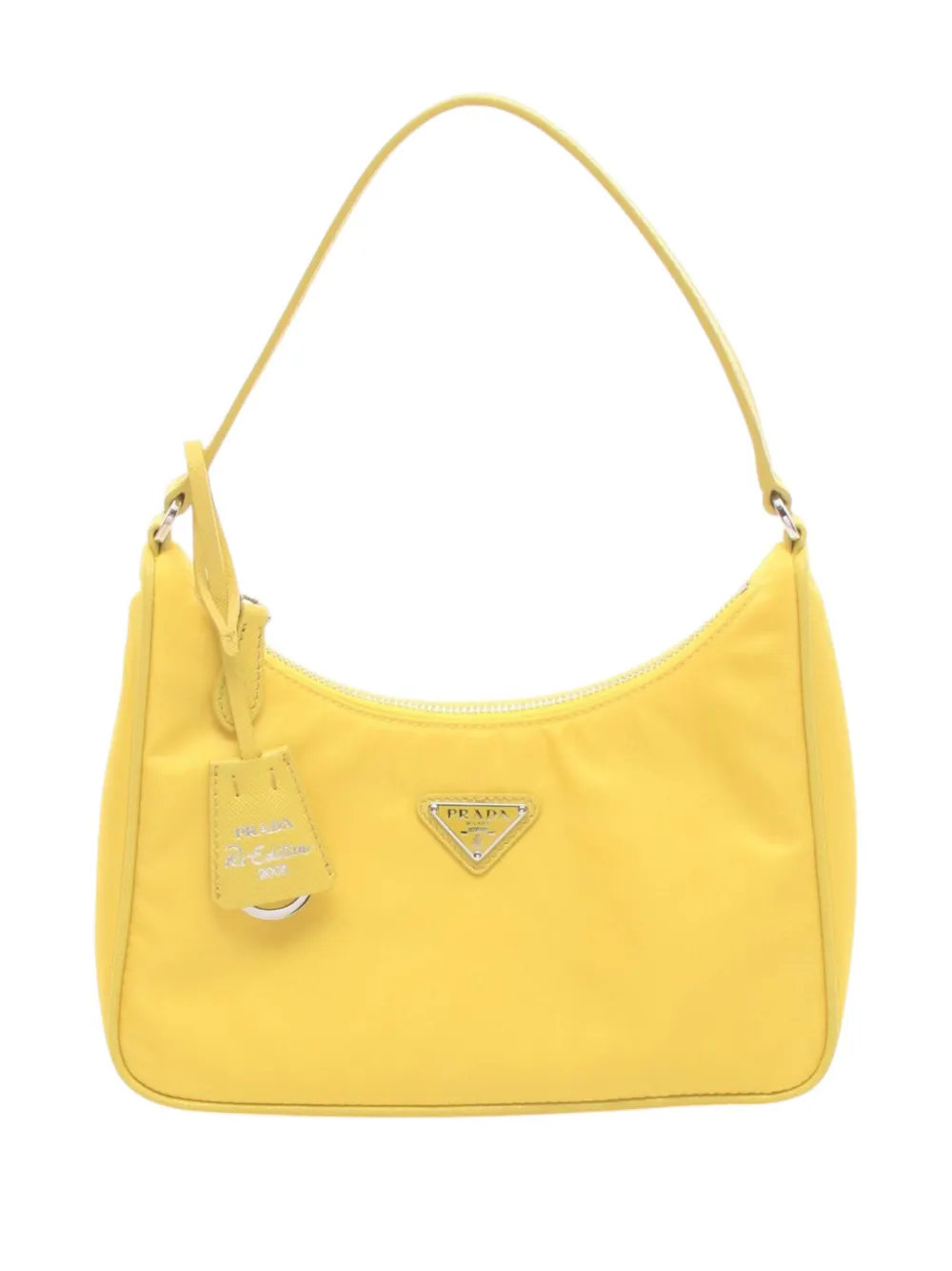 Prada Pre-Owned Borsa a spalla Re Edition 2005 in tessuto con finiture in pelle Saffiano 2013-2026 - Giallo