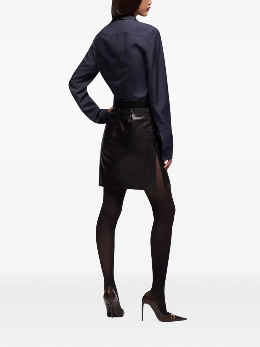Gucci Leren mini-rok met zijsplit Zwart