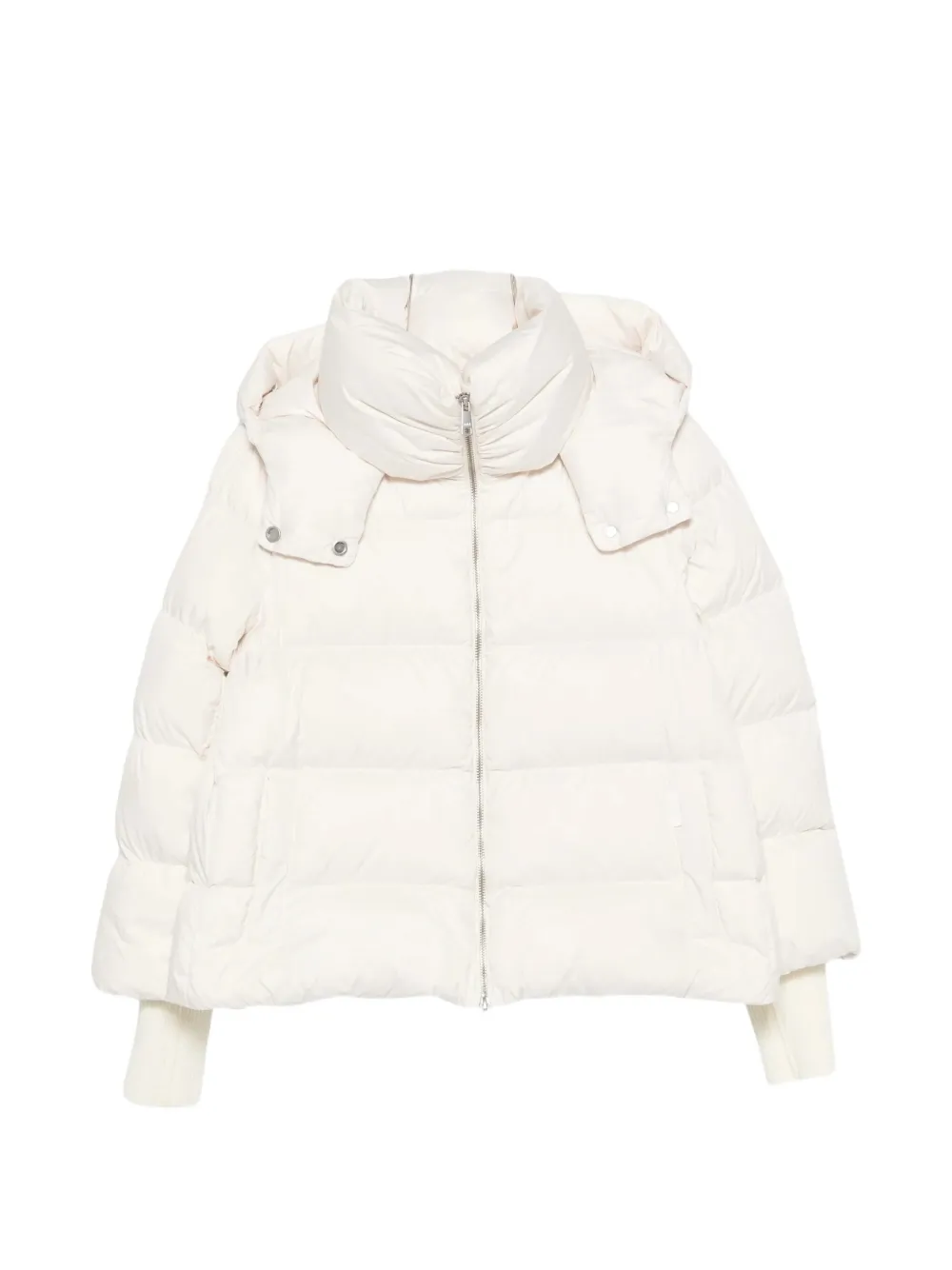 Add quilted hooded jacket - White