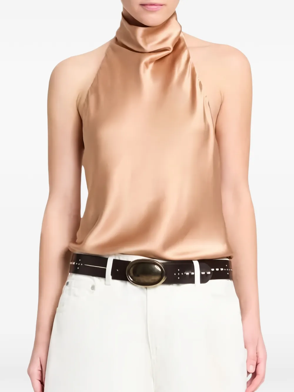 TWP silk-charmeuse halter top - Toni neutri