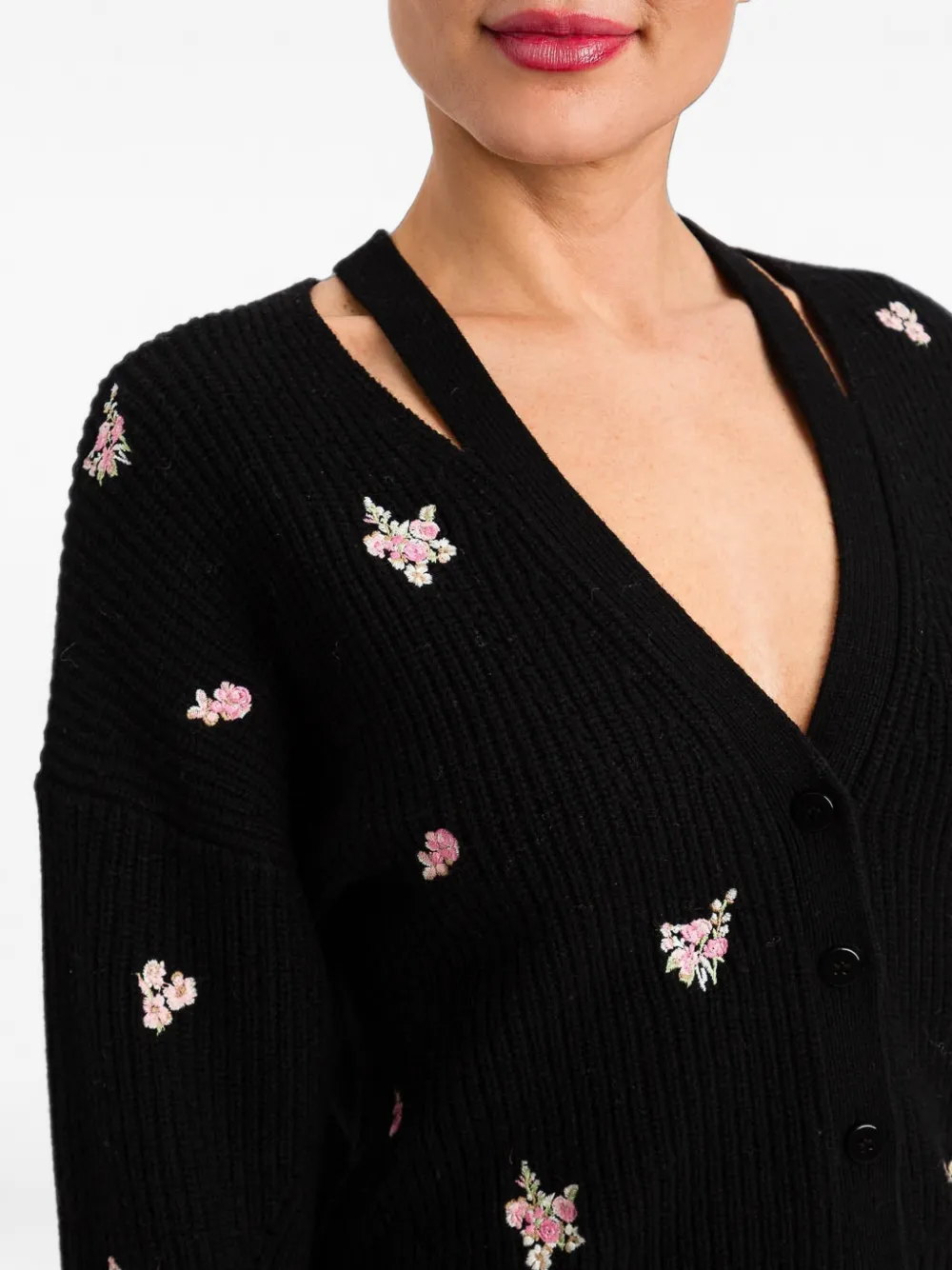 TWINSET Vest met geborduurde bloemen en uitgesneden details Zwart