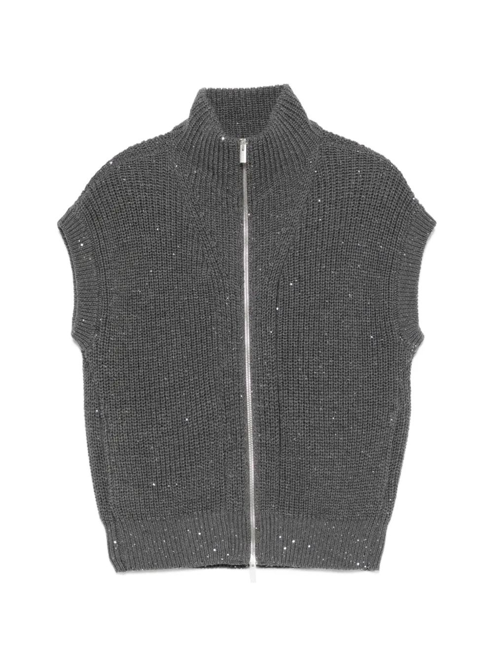Peserico sequin-embellished ribbed sleeveless cardigan