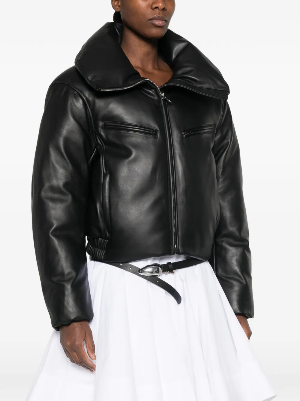 Alexander Wang Gewatteerd jack met trechterhals Zwart