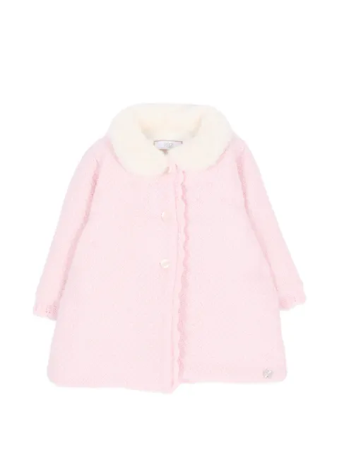 Paz Rodriguez faux-fur collar knitted coat