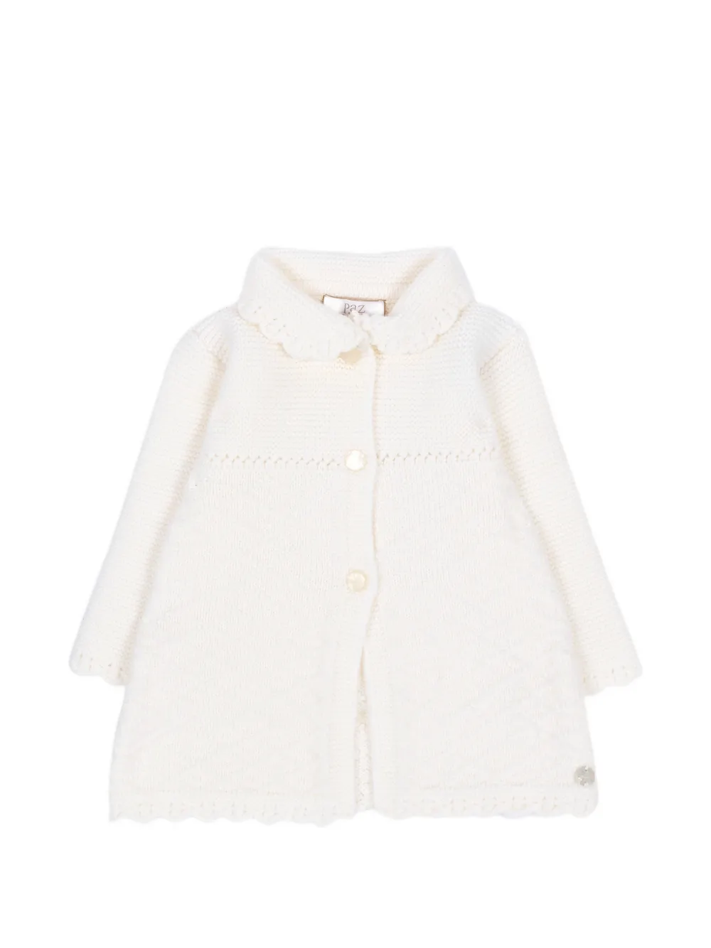 Paz Rodriguez ruffled-collar knitted coat - Bianco