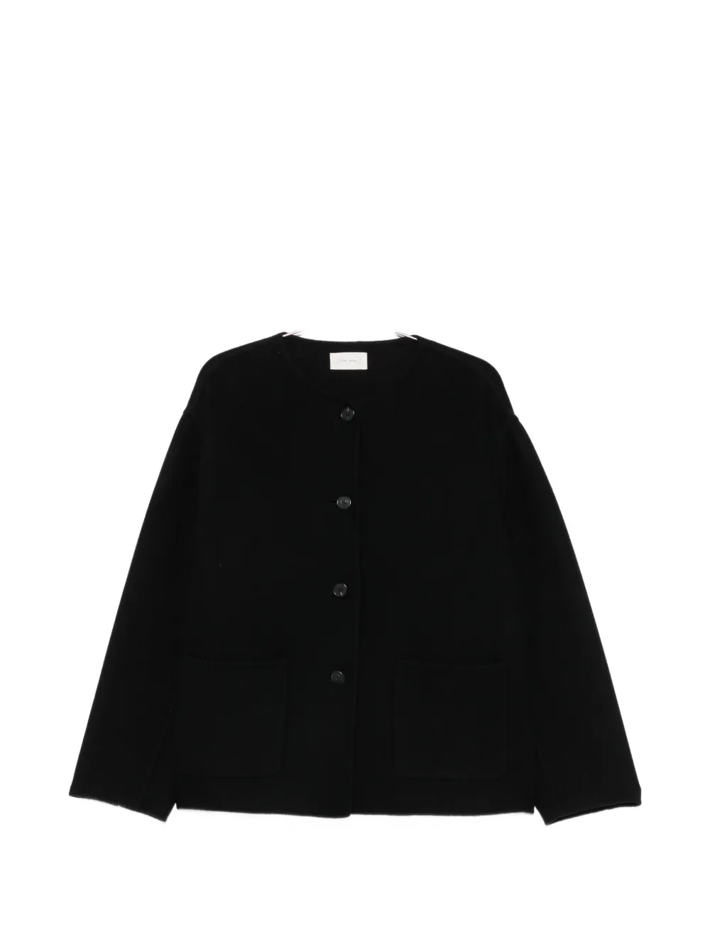 The Row collarless button-up coat - Nero