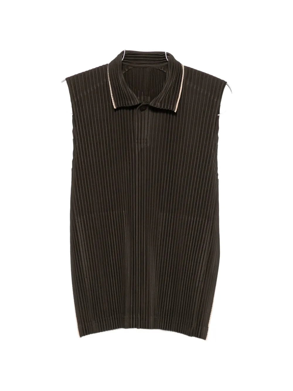 Issey Miyake Pleated Sleeveless Sweater In Green