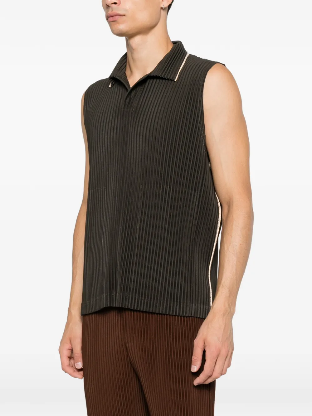 Homme Plissé Issey Miyake Geplooide mouwloze trui Groen