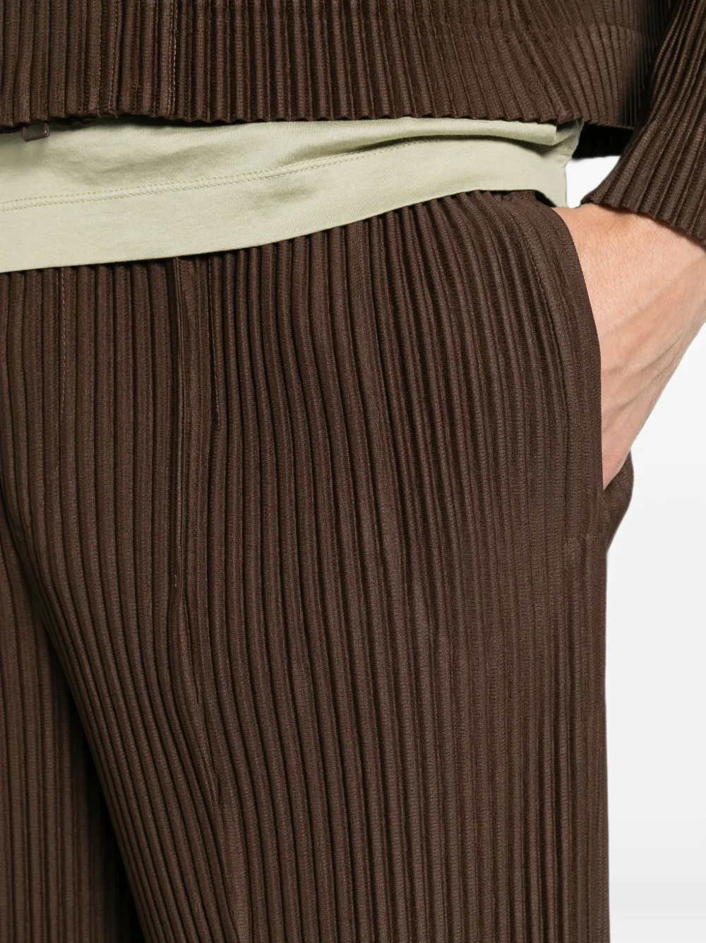 Homme Plissé Issey Miyake Plooibroek met split bij de zoom Bruin