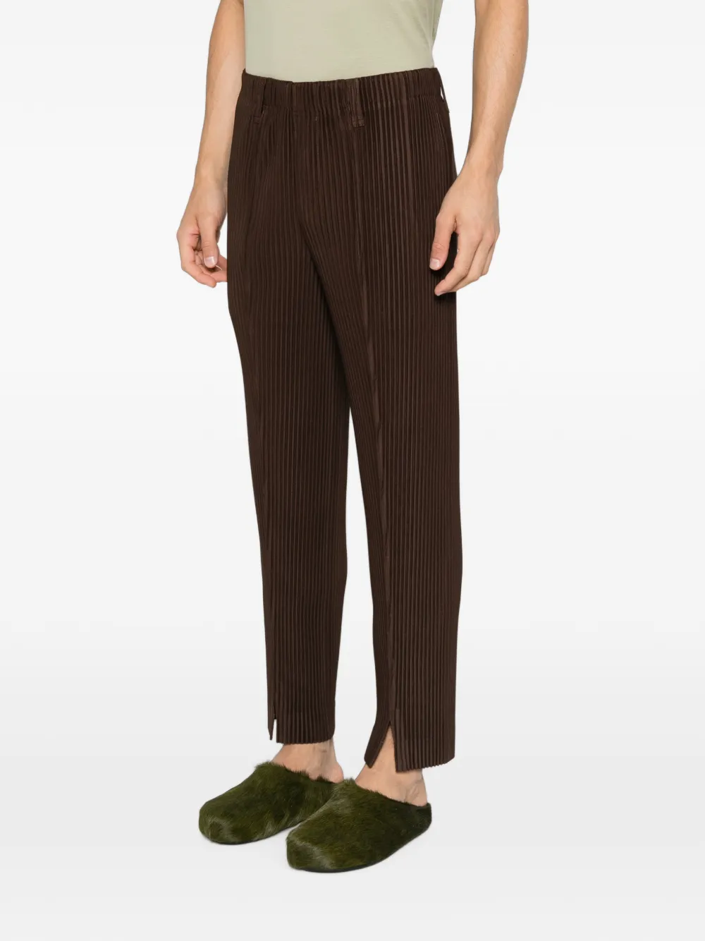 Homme Plissé Issey Miyake Plooibroek met split bij de zoom Bruin