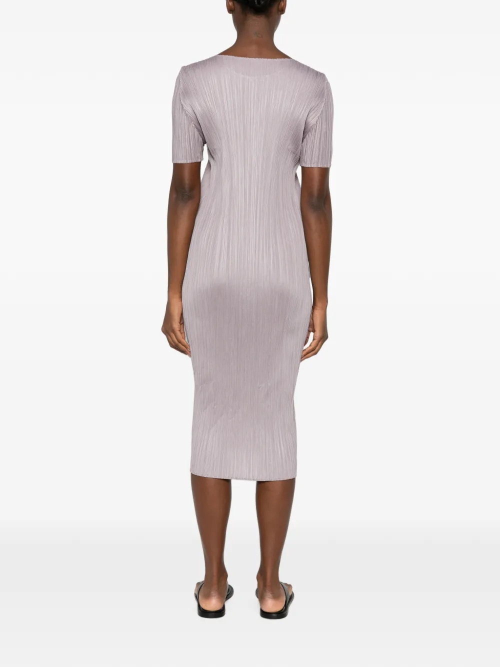 Pleats Please Issey Miyake Midi-jurk met korte mouwen Paars