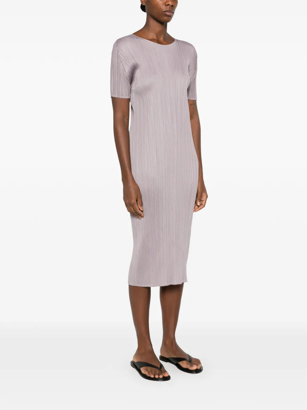 Pleats Please Issey Miyake Midi-jurk met korte mouwen Paars