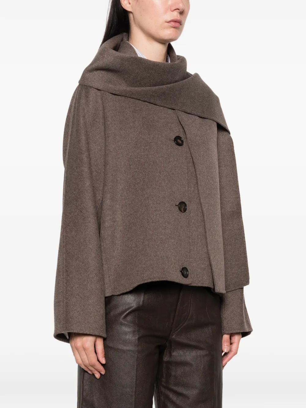 'S Max Mara Button-up jack met sjaaldetail Bruin