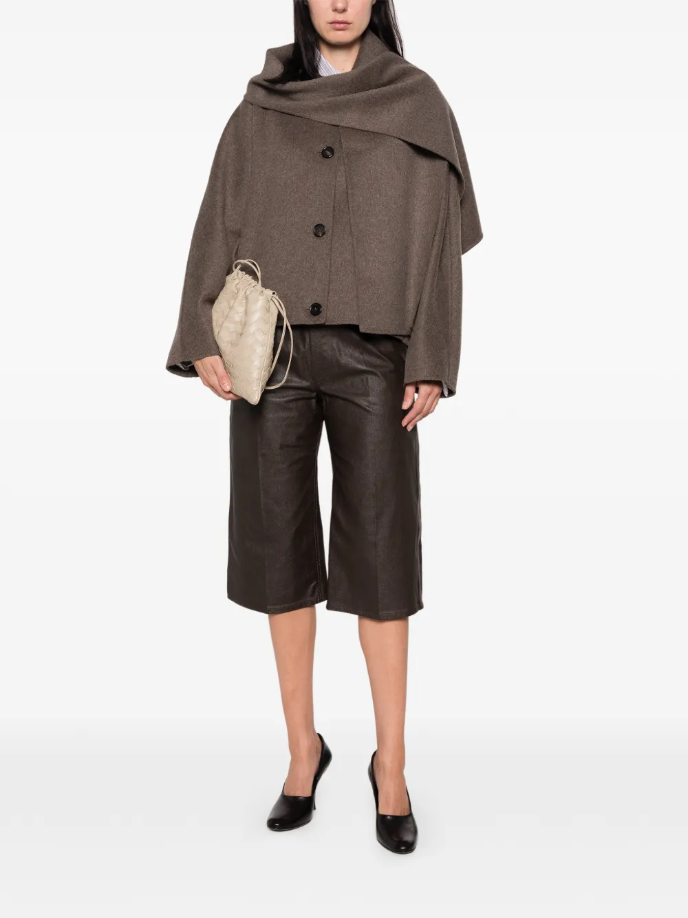 'S Max Mara Button-up jack met sjaaldetail Bruin