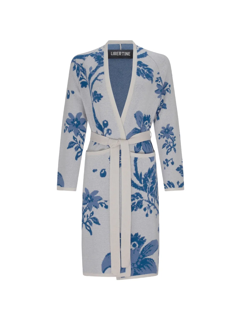 Libertine floral-intarsia belted coat