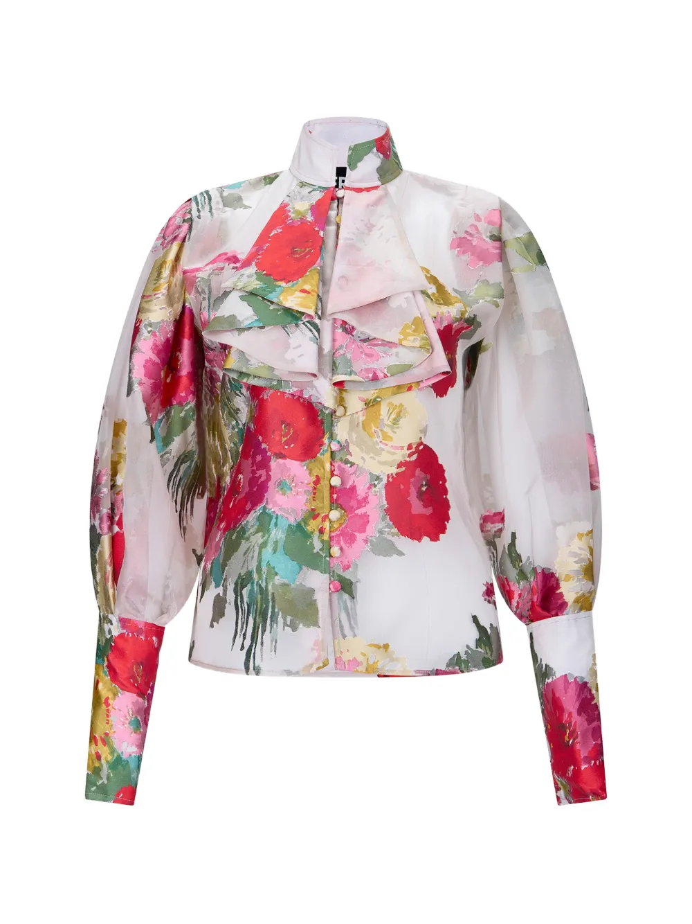 Libertine Pat Nixon ruffled floral-print blouse - Bianco