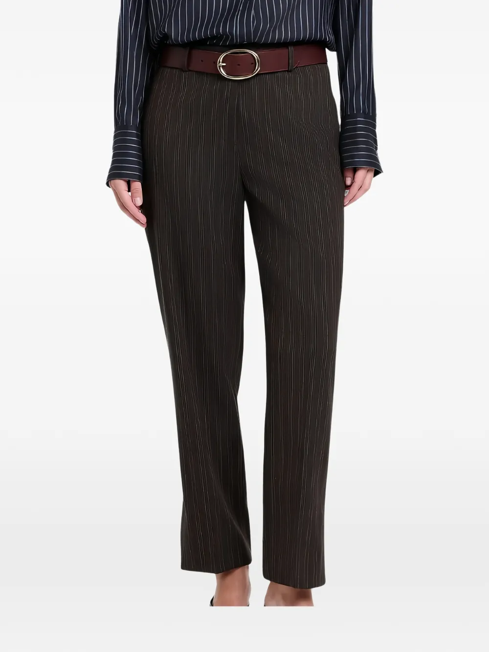 TWP Roberts pinstriped wool trousers - Marrone