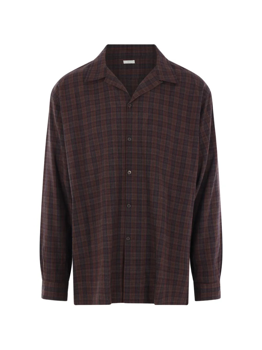 A.presse Check-pattern Slub-silk Shirt In Brown