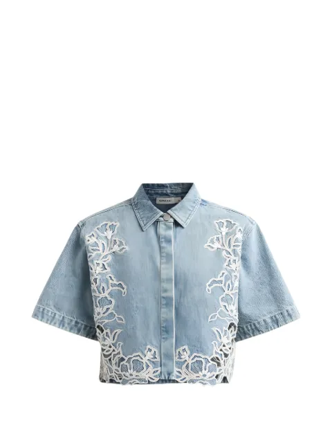 SIMKHAI  Albaine embroidered denim cropped shirt
