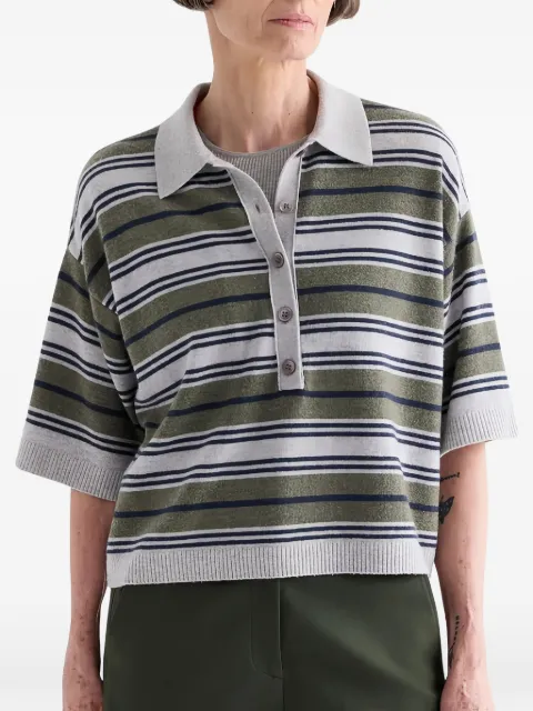 TWP striped short-sleeve polo sweater