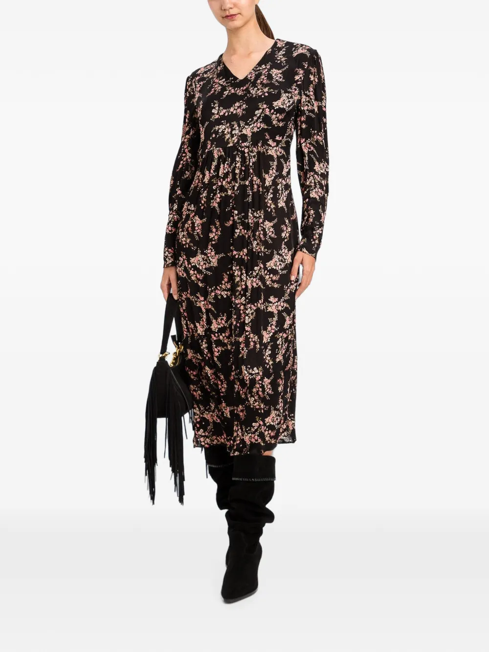 TWINSET floral-print long-sleeve dress - Nero