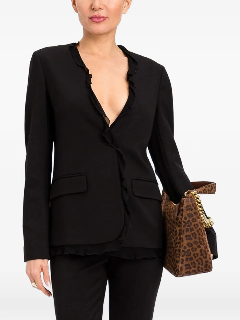 TWINSET ruffled-trim blazer - Nero