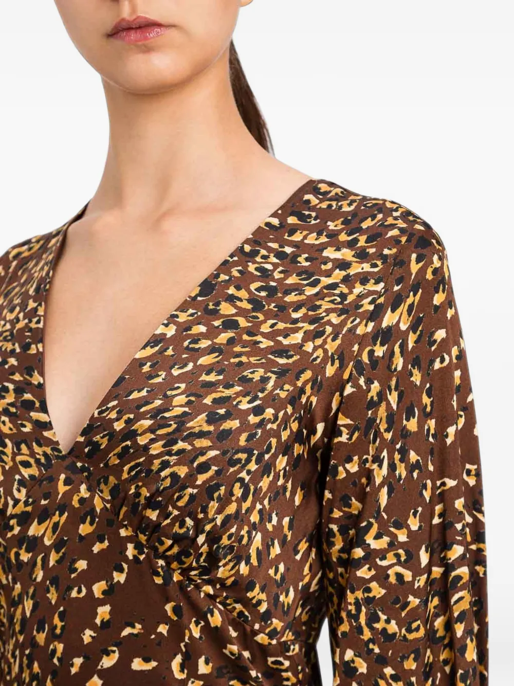 TWINSET animal-print V-neck mini dress Bruin