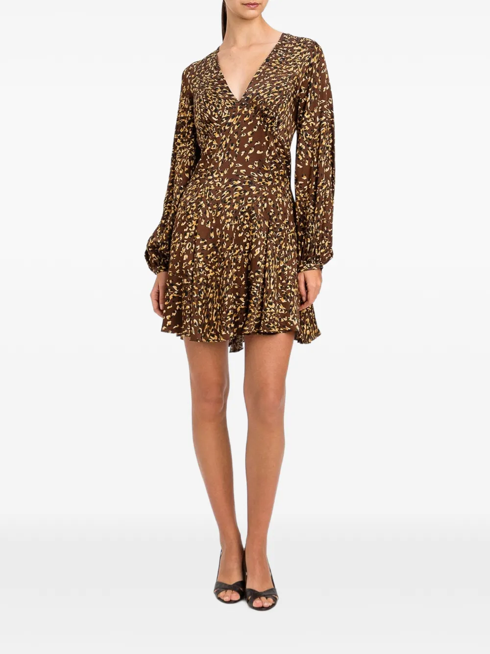 TWINSET animal-print V-neck mini dress Bruin