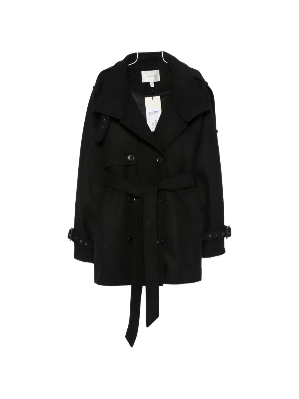 Gestuz Gzavic Double-breasted Belted Coat In Black