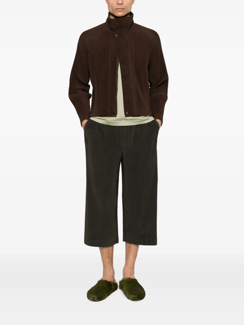 Homme Plissé Issey Miyake pleated cropped trousers - Marrone