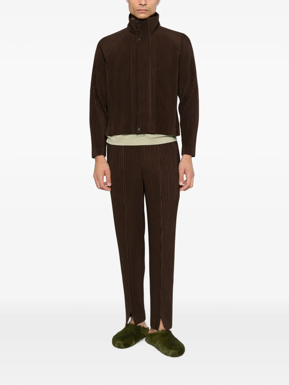 Homme Plissé Issey Miyake Plissé trui met raglan mouwen Bruin