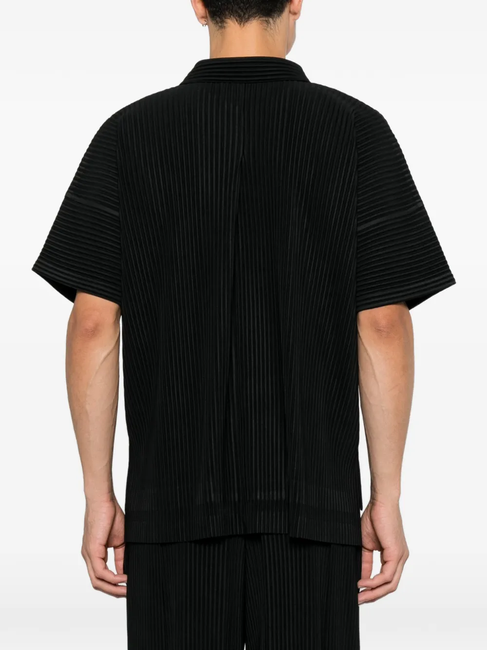 Homme Plissé Issey Miyake Geplooid overhemd met korte mouwen Zwart