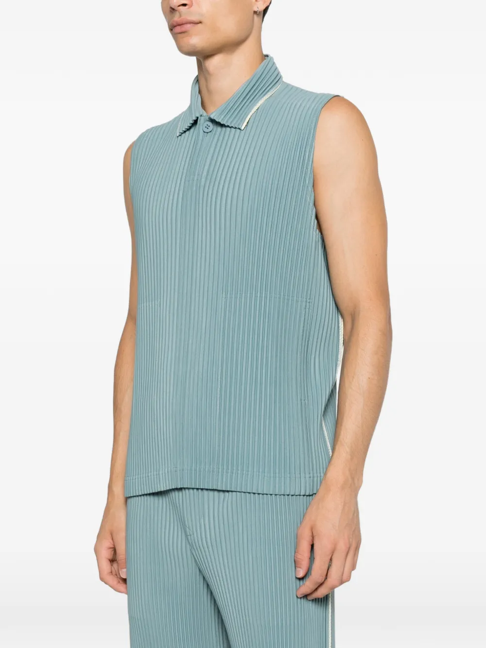 Homme Plissé Issey Miyake Geplooide mouwloze trui Blauw