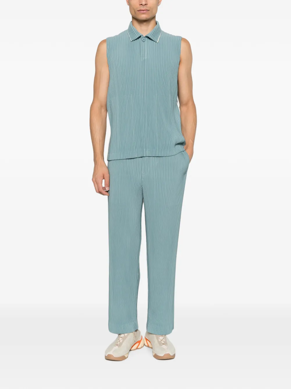 Homme Plissé Issey Miyake Geplooide mouwloze trui Blauw