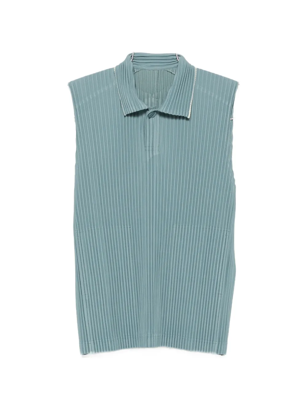 Issey Miyake Pleated Sleeveless Sweater In Blue