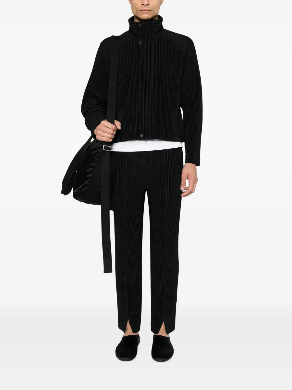 Homme Plissé Issey Miyake pleated slit-hem trousers - Nero