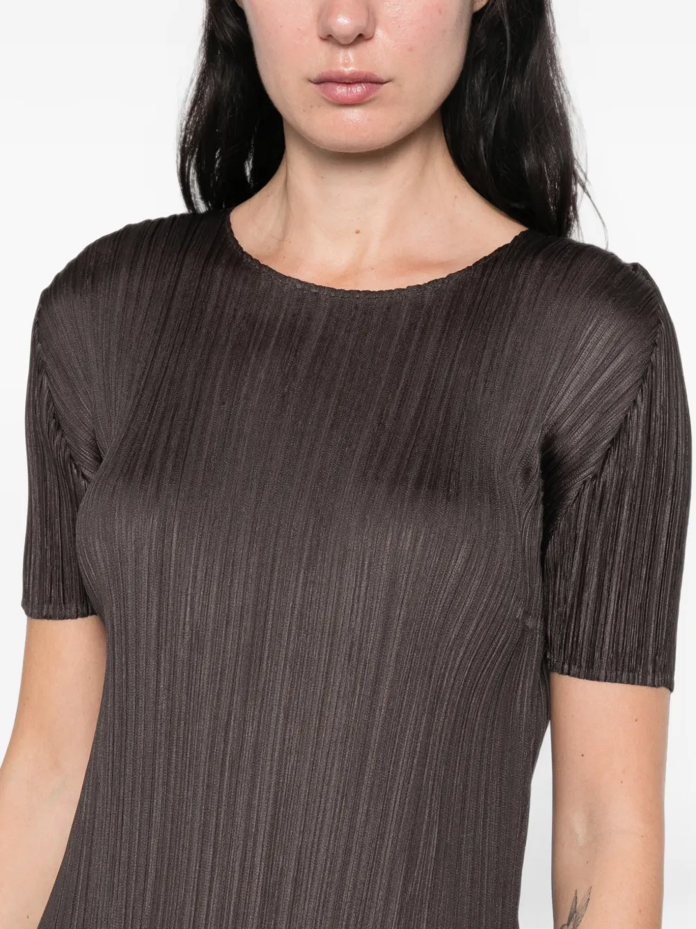 Pleats Please Issey Miyake Midi-jurk met korte mouwen Grijs