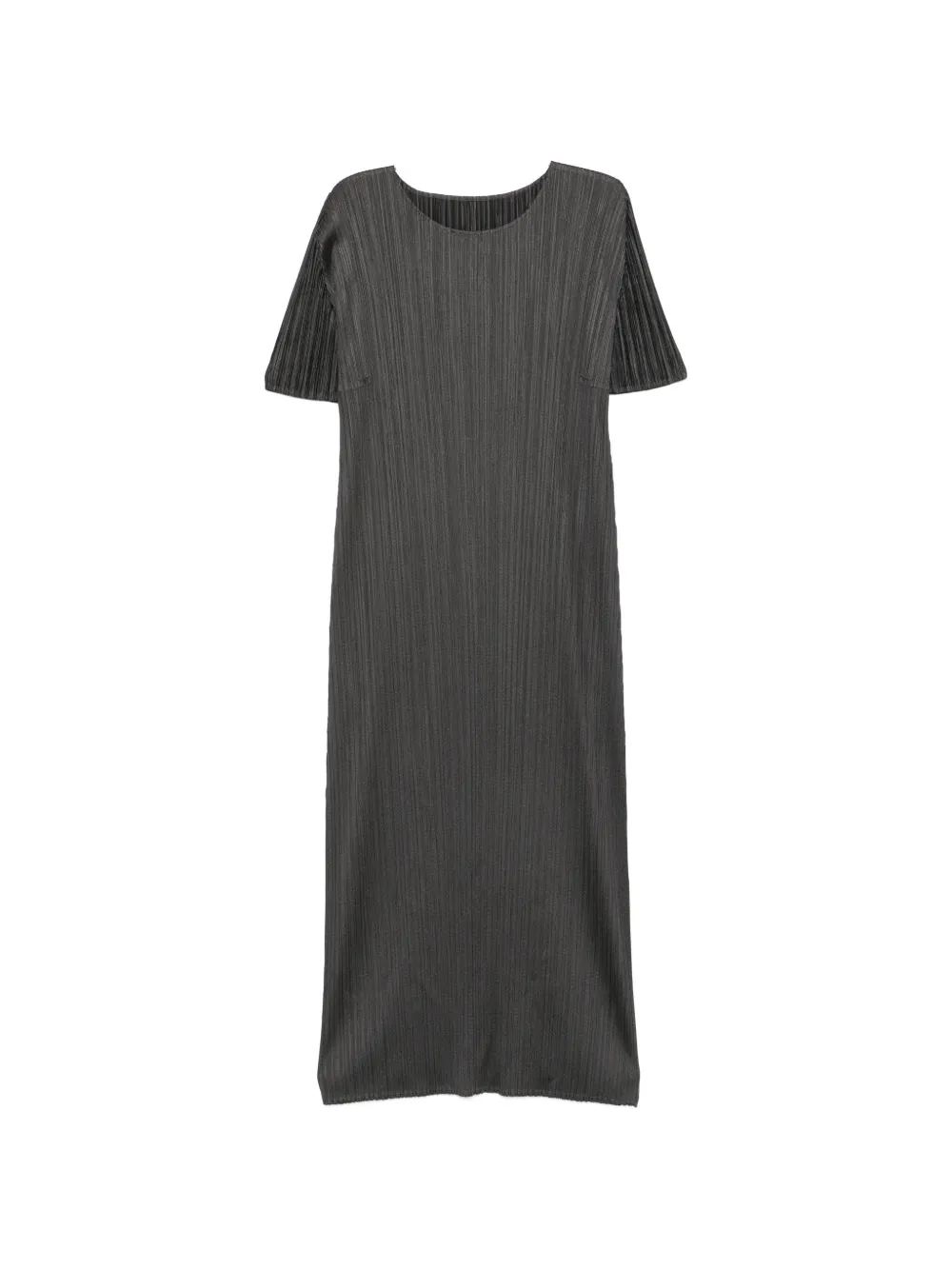 Pleats Please Issey Miyake pleated short-sleeve midi dress - Grigio
