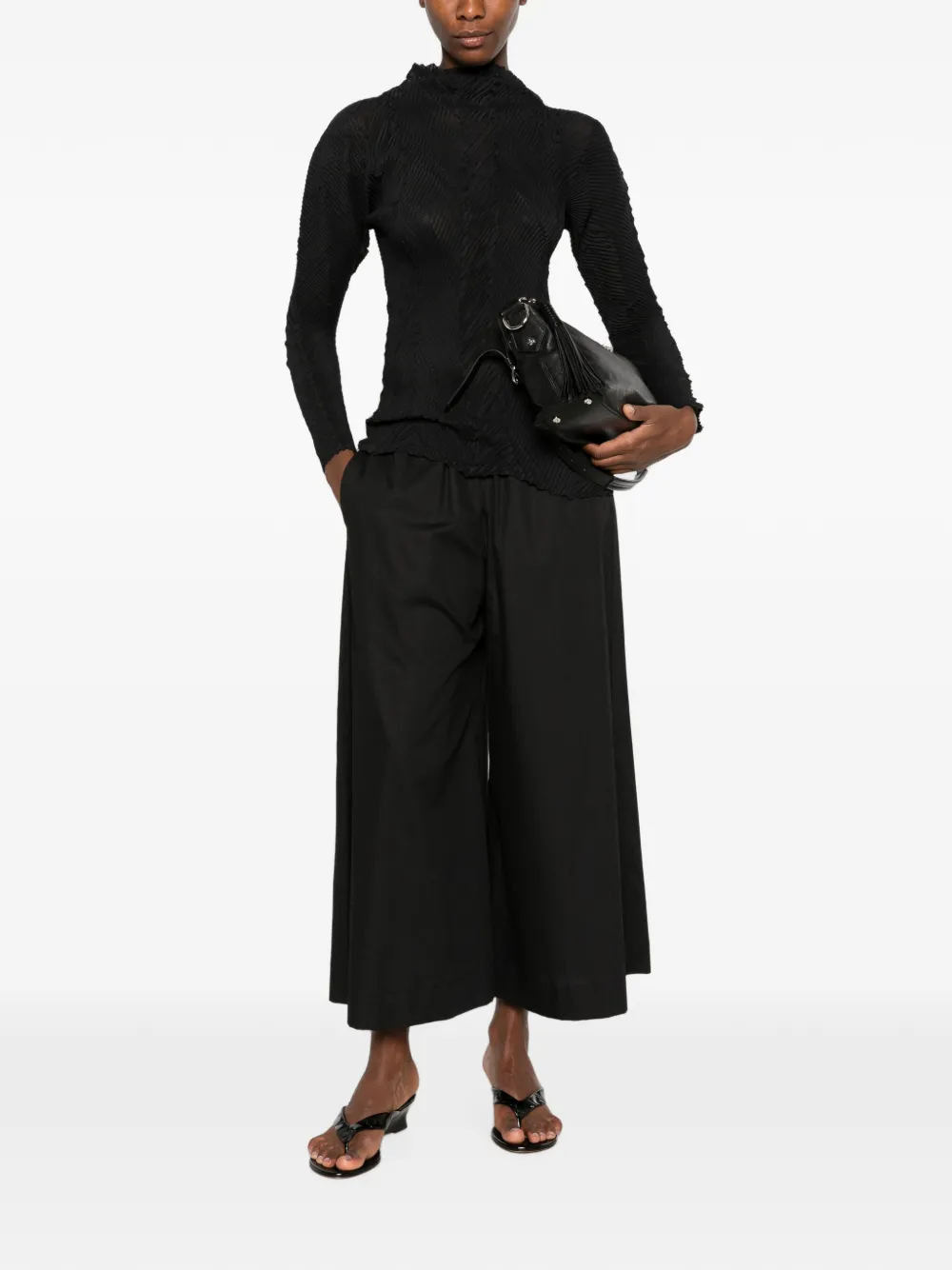 Issey Miyake Top met geplooide textuur Zwart