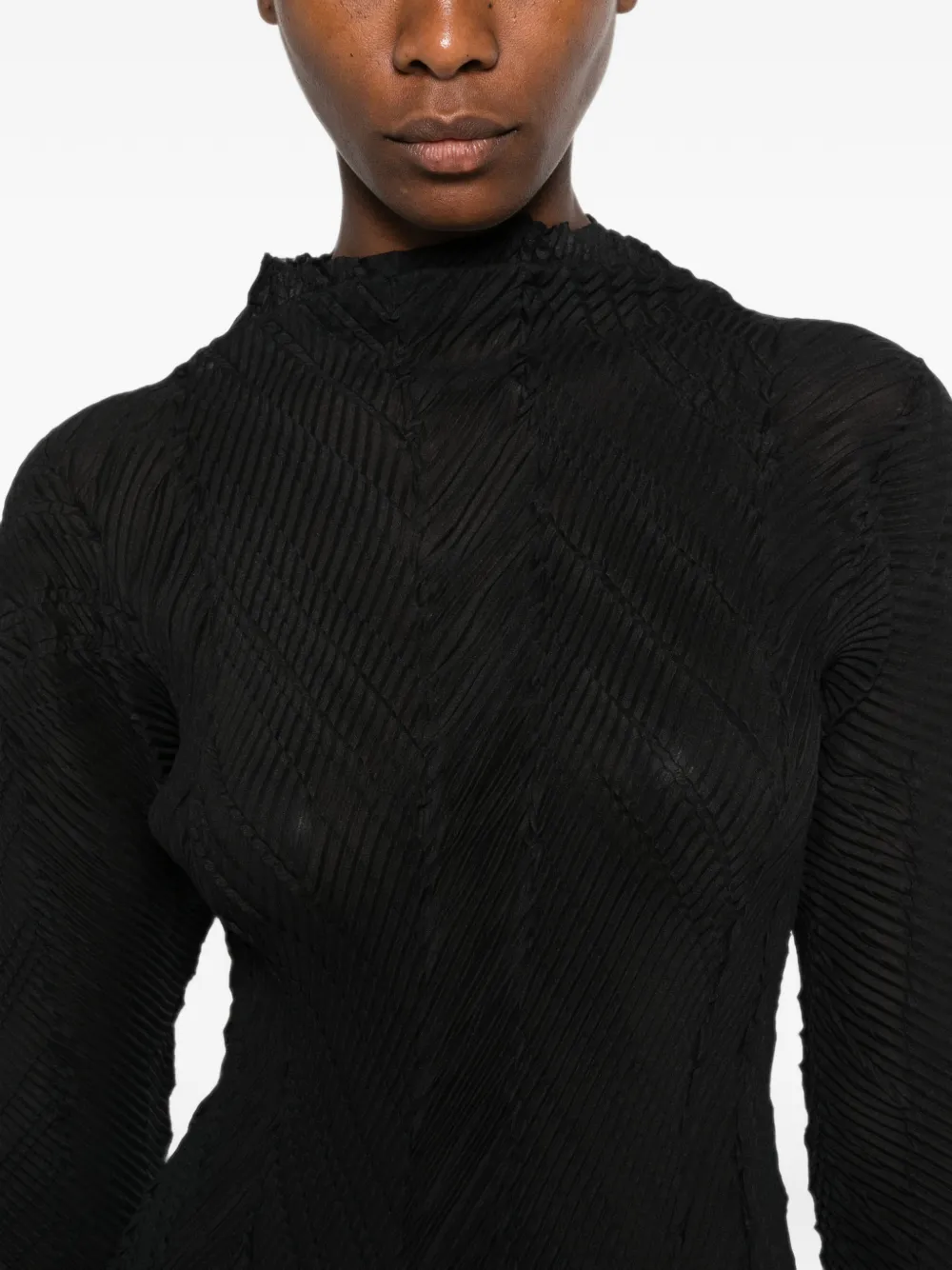 Issey Miyake Top met geplooide textuur Zwart