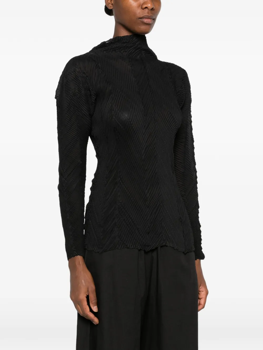 Issey Miyake Top met geplooide textuur Zwart