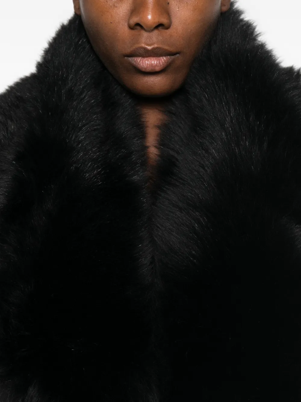 Gucci Padded Polyester Jacket with Shearling in Black, view 5